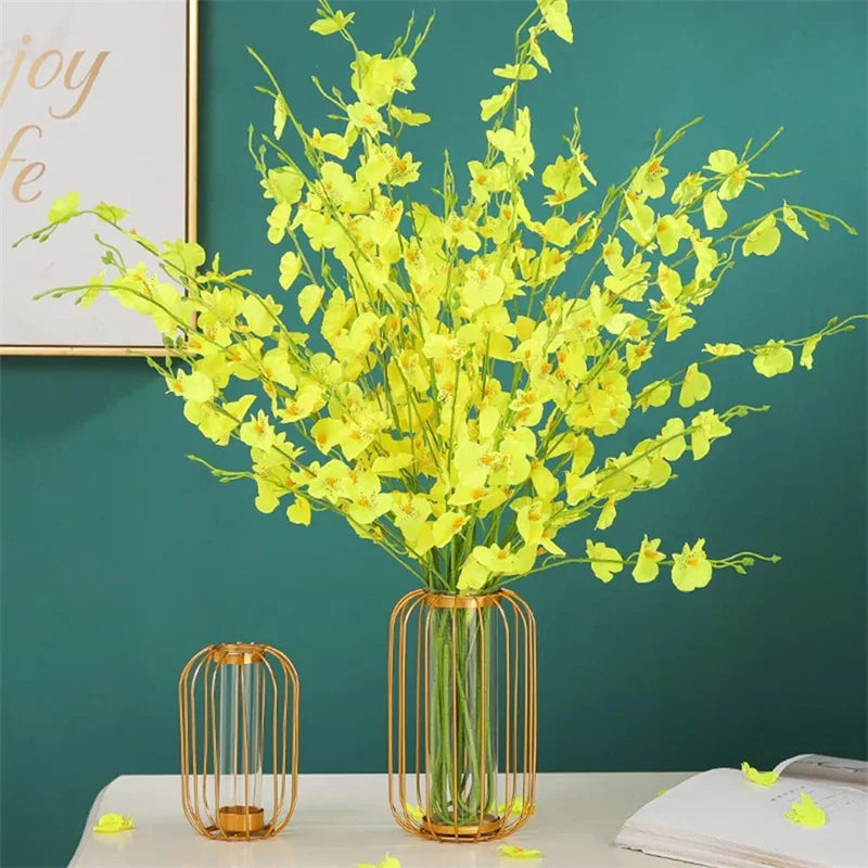 Art Aesthetic Family Decoration Flowerpot Iron Vase Rose Gold Hanging Tube Nordic Office Tabletop Flowerpot Tabletop Decoration