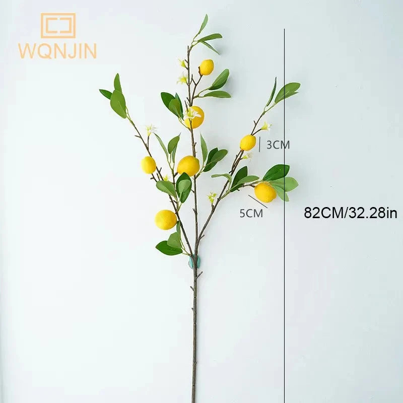 Lemon Branches With Fruit Simulation Green Plants Fresh Home Decoration Photo Props Plastic Fruit Flower Arrangement Fake Flower