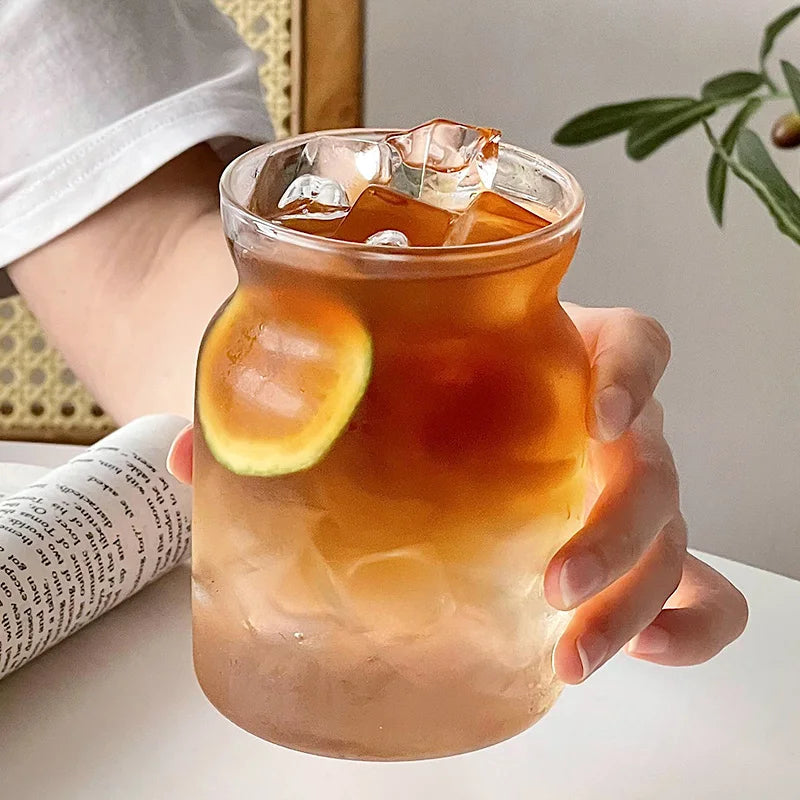 Aesthetic Glass Cup Iced Coffee Mug Drinking Glass Juice Water Bottle Bar Cocktail Glasses Cups Kitchen Drinkware Supplies
