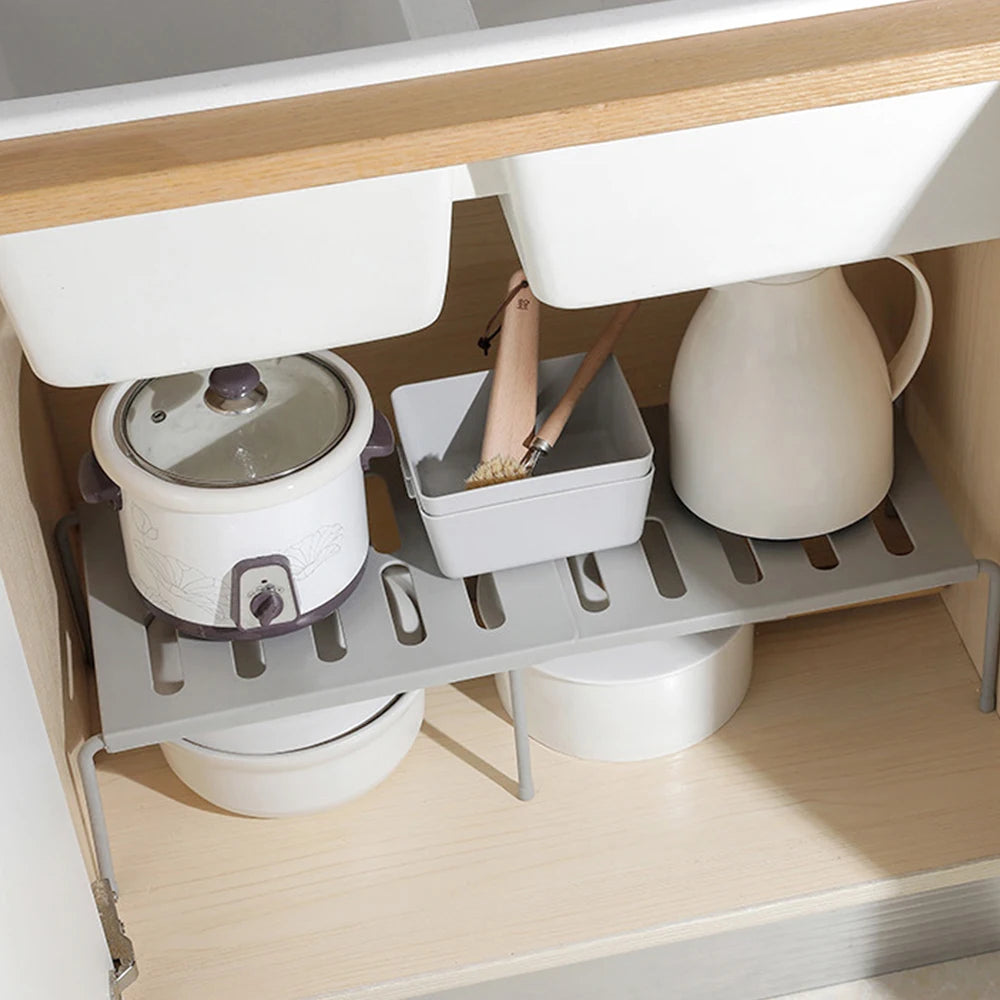 ABS Shoe Rack Extensible Shoe Hanger Storage Space Saving Shelf Telescopic Storage Rack Household Kitchen Cabinet Organizer Rack