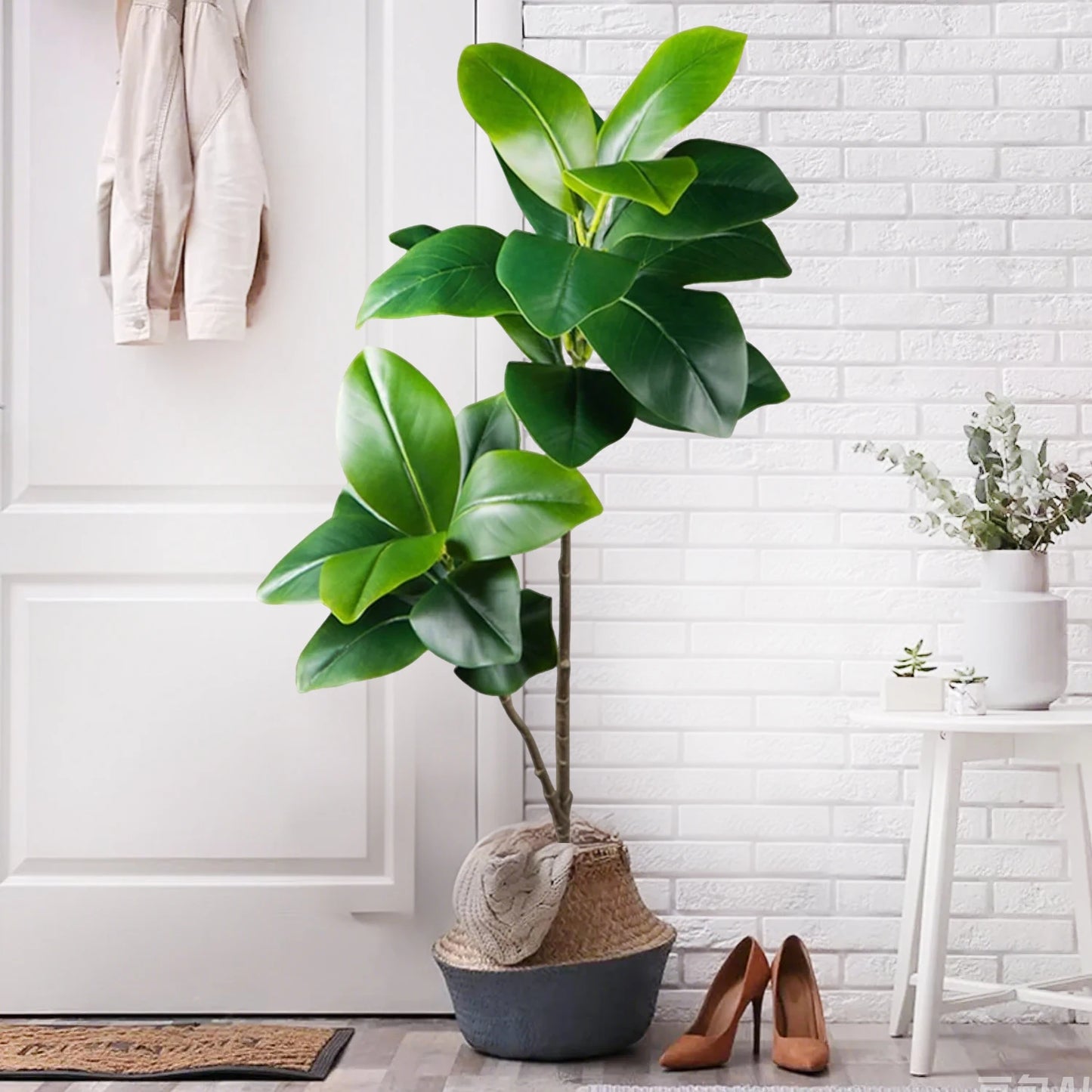 76-135cm Artificial Plants Fake Bamboo Tree Branch Plastic Nandina Leaves Tall Green Landscape For Home Garden Decor