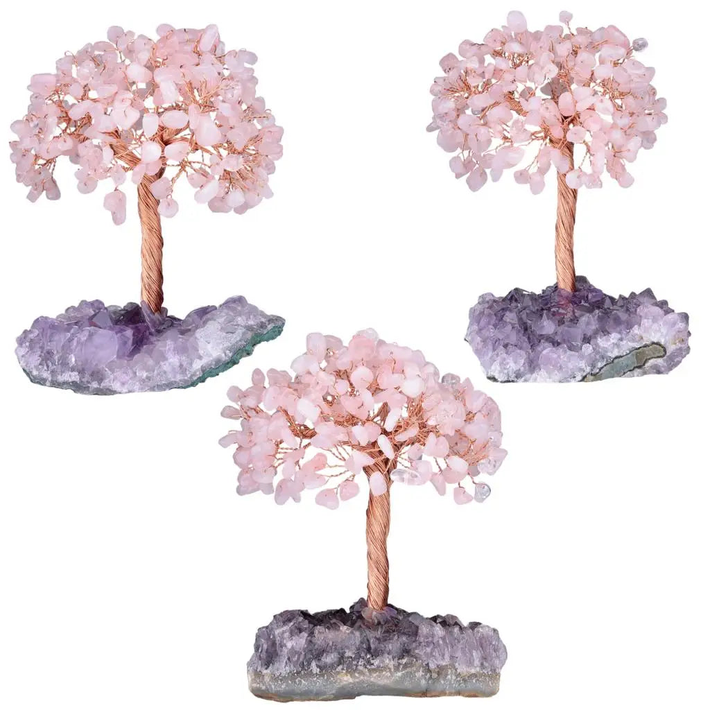 Natural Crystal Money Tree With Rough Amethyst Cluster Base For Luck Wealth Fengshui Home Decoration Desktop Ornaments
