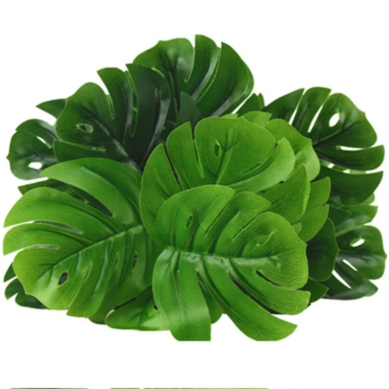 Artificial Plants Green Palm Leaves Monstera Home Garden Living Room Bedroom Balcony Decoration Tropical Plastic Fake Plant Long