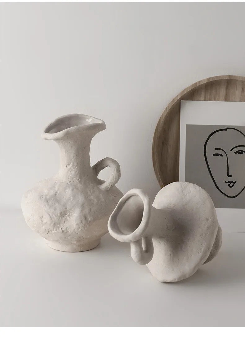 Hydroponics Nordic Style Simple Flower Pot, Ceramic White Vases, Table Accessories, Bathroom Aesthetic Room Decoration