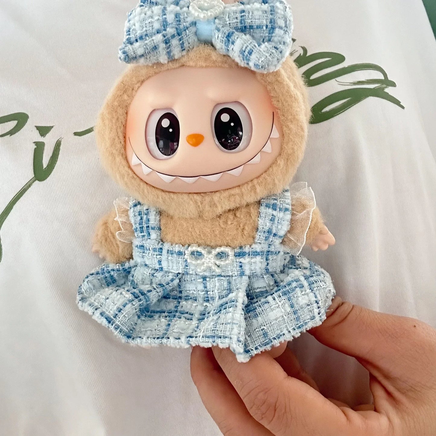 17CM Cute Labubu Doll Clothes Outfit Accessories Classic Dress Set for V2 Mini Dolls Clothing Girl Kid Gift Labubu Ropa