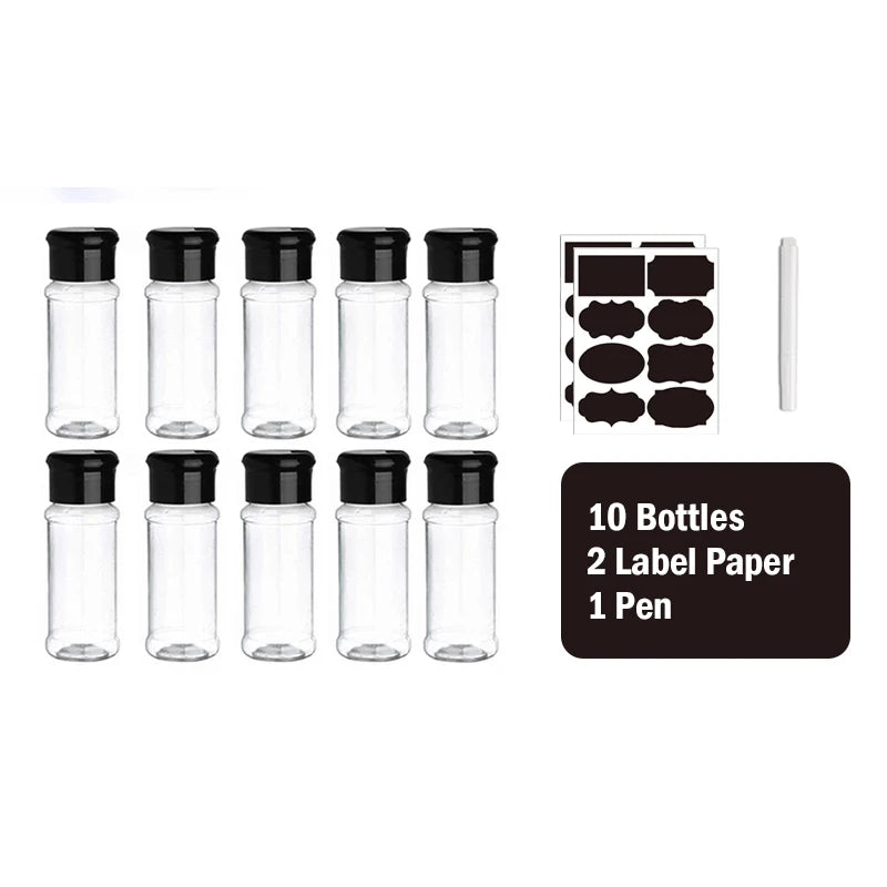 Spice Jars Seasoning Shaker Bottles Plastic Kitchen Spices Storage Condiment Jar Salt Pepper Boxes Kitchen Spice Organizer Rack