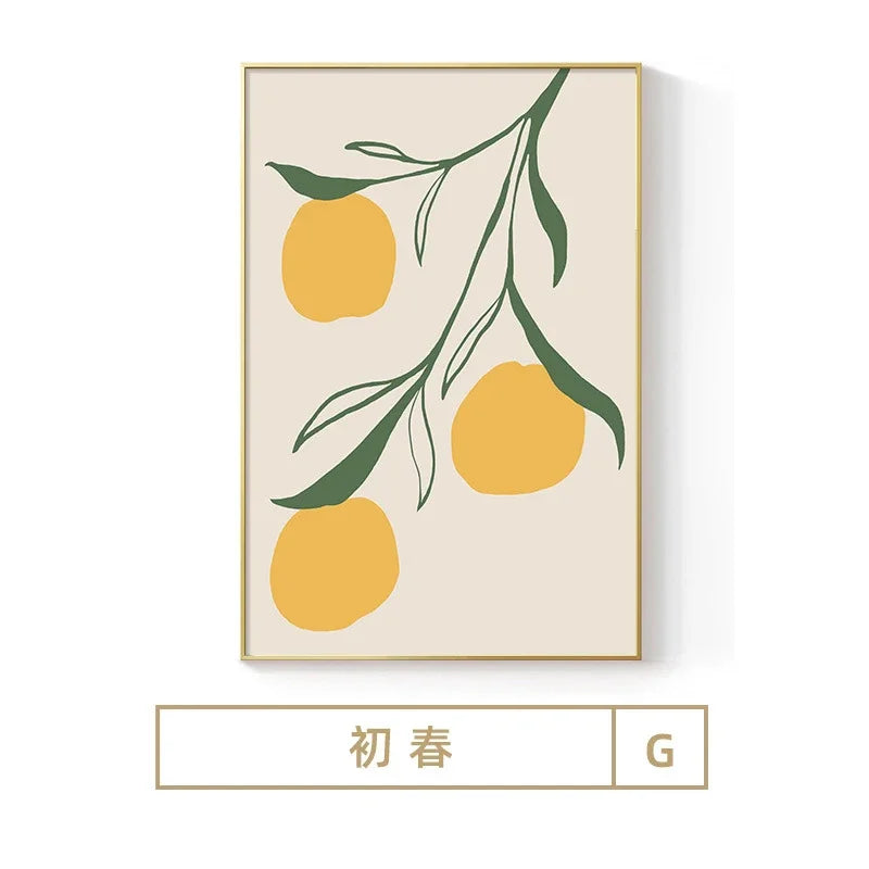Modern Minimalist Wall Art Korean Yellow Green Flower Canvas HD Canvas Print Poster Home Living Room Bedroom Decoration