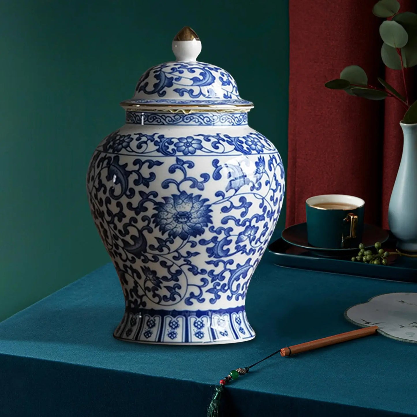 Ceramic Ginger Jar Art Decoration Floral Vase Store Your