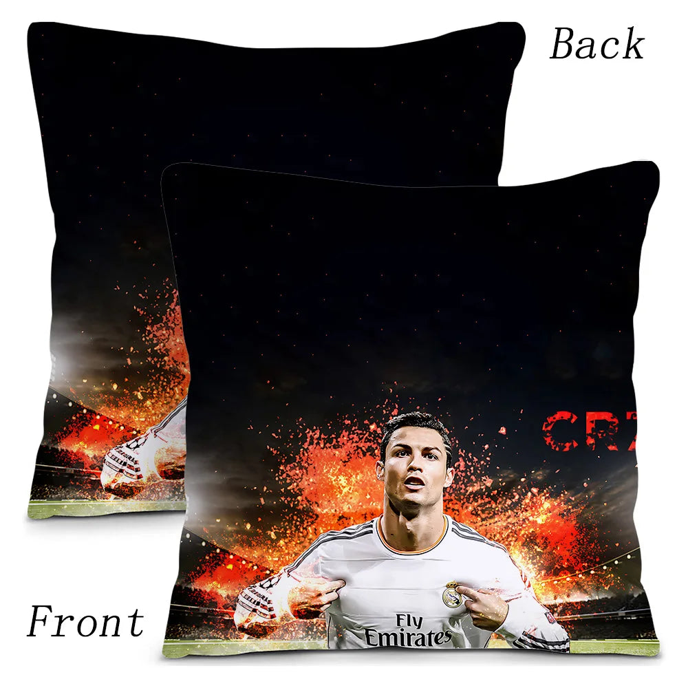 Pillow Covers Cartoon Sofa Decorative Home Double-sided Printing Short Plush Cute Cushion Football Star C Ronaldo Number 7 Cover