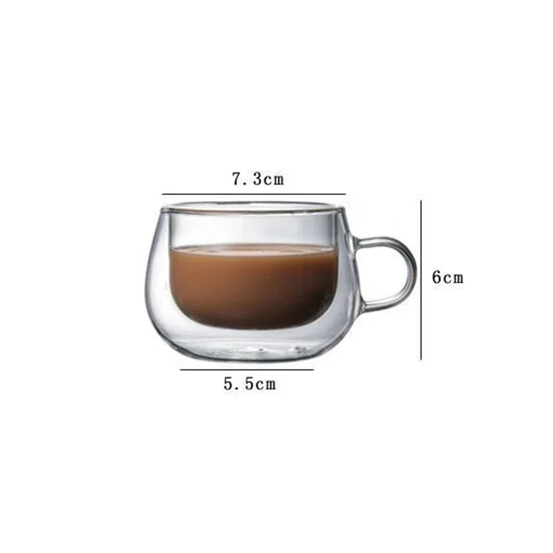 150/250/350ML Glass Cup with Handle Heat Resistant High Borosilicate Double Wall Glass Coffee Milk Beer Cups Kitchen Tools Gift