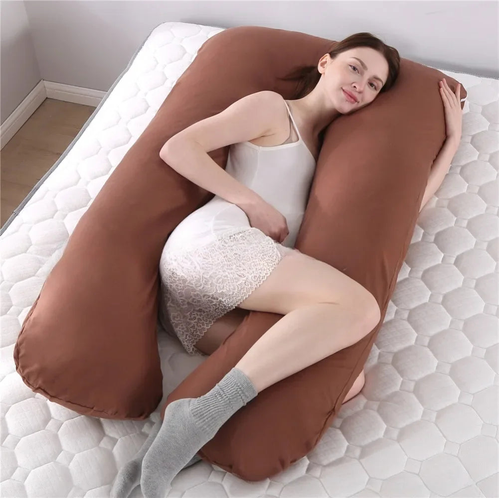 Pillow for Pregnant Women Four Seasons Universal Solid Color U-shaped Cushion Waist Support Nursing Mother Long Body Pillow