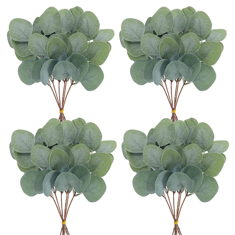 5/10/20Pcs Artificial Eucalyptus Leaves Stems Bulk Silver Dollar Leaf Picks Plant Fake Flowers for Wedding Bouquets Floral Decor