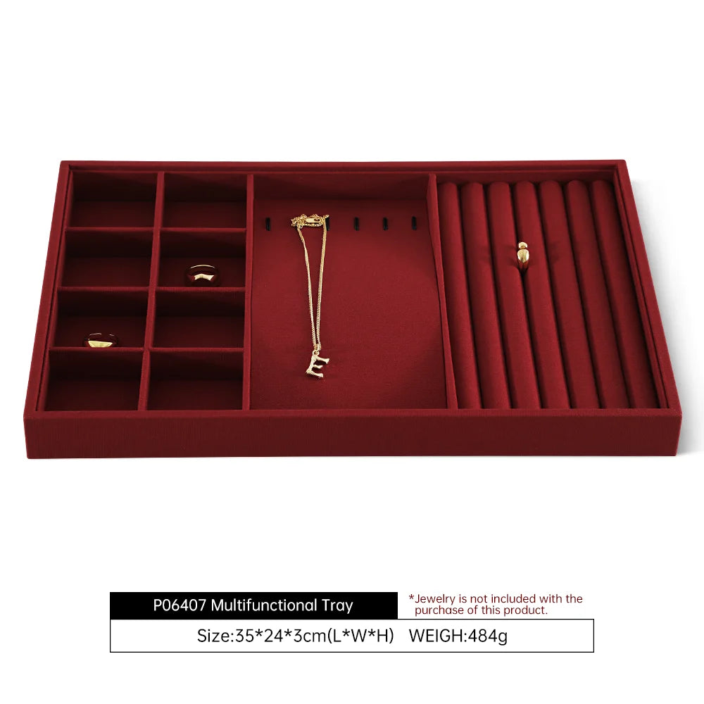 YinBeiNi Linen Stackable Ring Earring Bracelet Necklace Display Tray Jewelry Storage Drawer Insert Organizer Holder Tray P062
