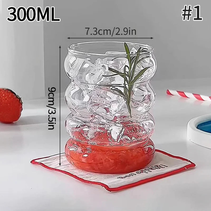 Aesthetic Glass Cup Iced Coffee Mug Drinking Glass Juice Water Bottle Bar Cocktail Glasses Cups Kitchen Drinkware Supplies