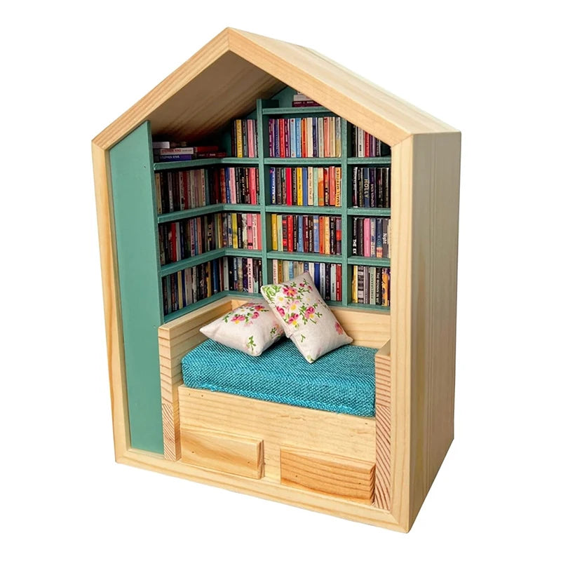 Anxiety Bookroom Creative Anxiety Resistant Bookshelf Mini Book Matchbox Mini Wooden Sensory Study Decoration