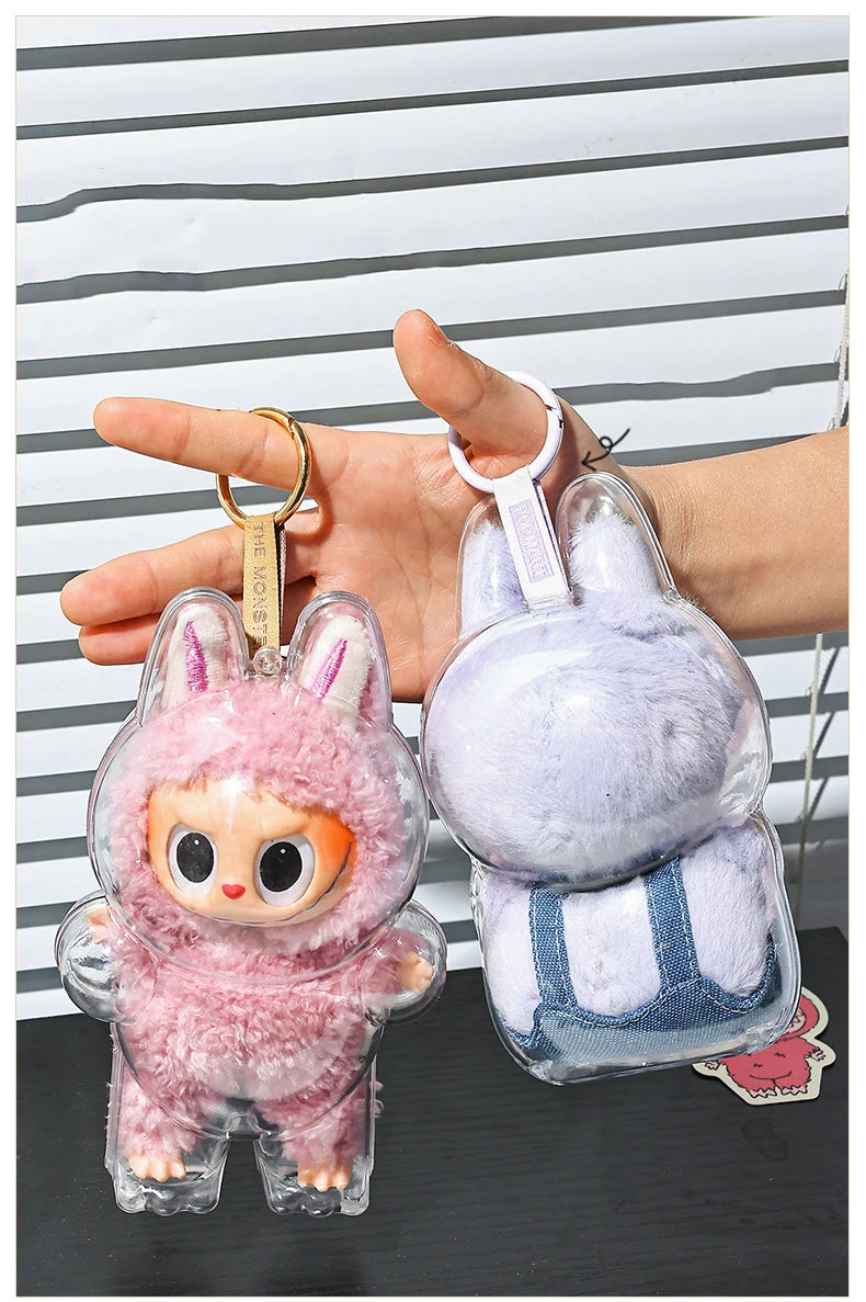 For Labubu Transparent Protective Case LABUBU Doll Protector Portable Pendant Storage Box for Labubu Clear Display Bag 1pc