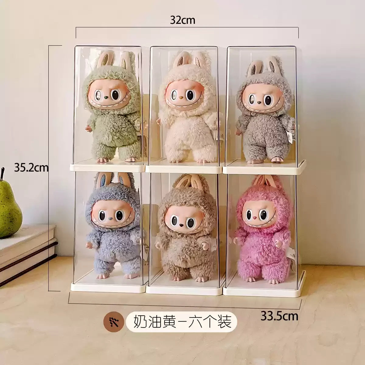 Labubu Acrylic Storage Box Large Capacity Transparent Rectangle Doll Display Cabinet Dustproof Home Desktop Toy Organizer