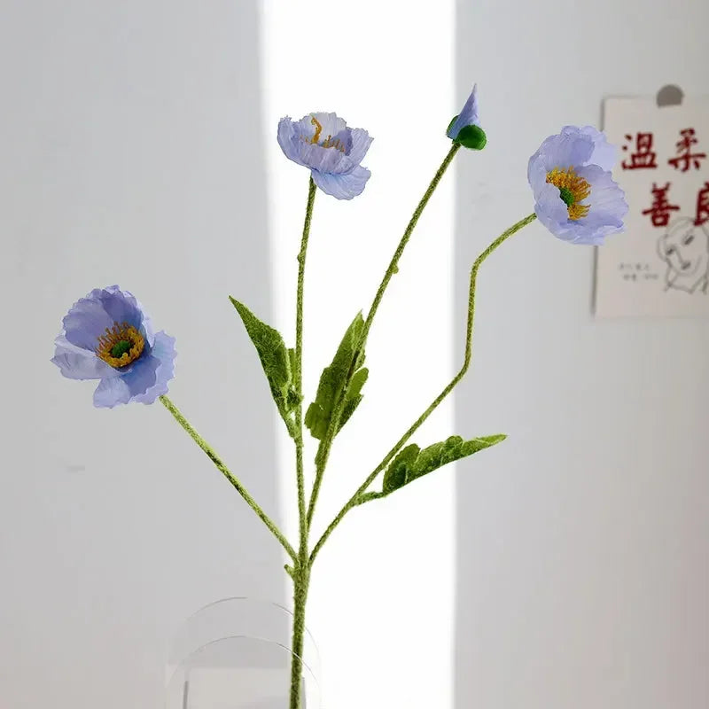 Artificial Silk Flowers Simulation Poppies Wedding Decoration Long Fake Poppy Branch Home Table Decor Ornaments Wedding Flowers