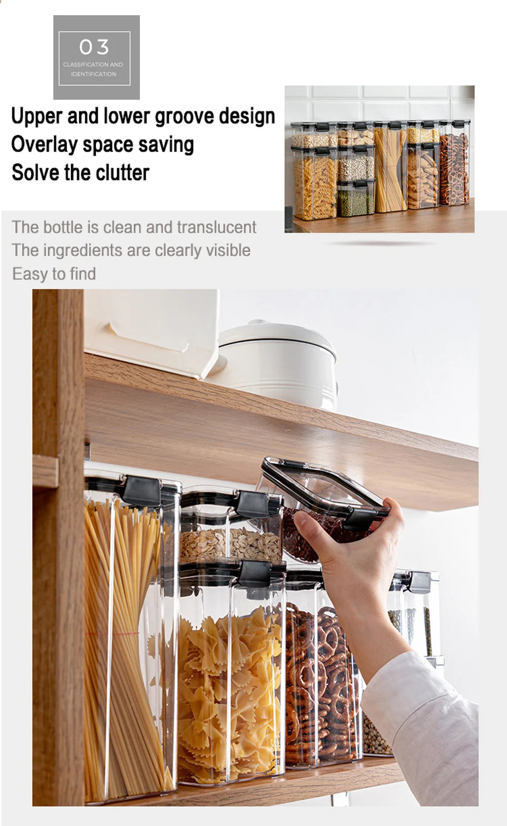 PET Food Storage Containers Kitchen Organization Kitchen Storage Box Jars Ducts for Food Storage Box Fridge Organizer Containers