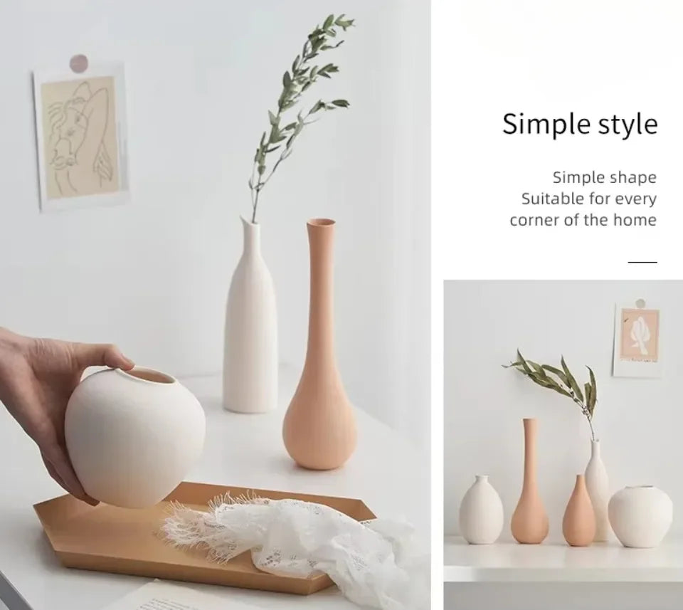 Plain Ceramic Vase Arrangement Creative and Minimalist Nordic Ins Style Decoration Pottery Props for Home Photography Plain Vas