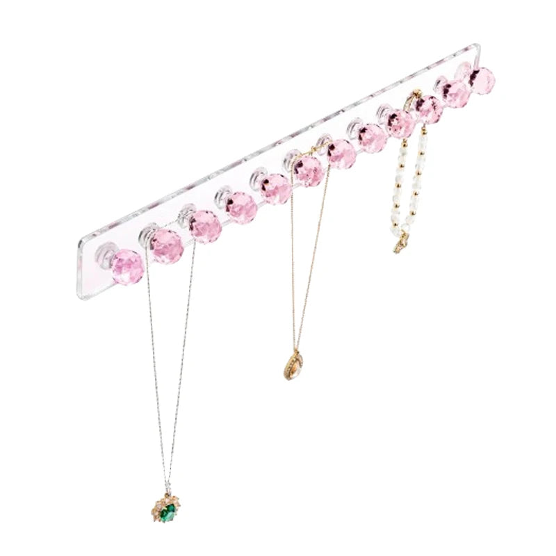 Acrylic Transparent Necklace Hanger Wall Hanging Jewelry Rack Hook 12 Diamond Necklace Holders Wall Mounted Storage Hook Rack