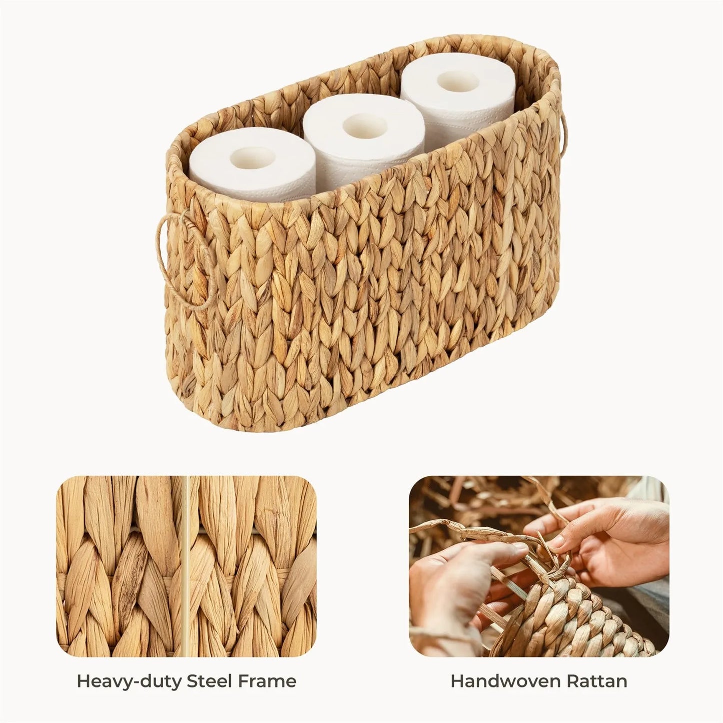 Portable Desktop Sundry Storage Basket Practical Bathroom Supplies Storage Basket Imitation Rattan Woven Rectangular Storage Box