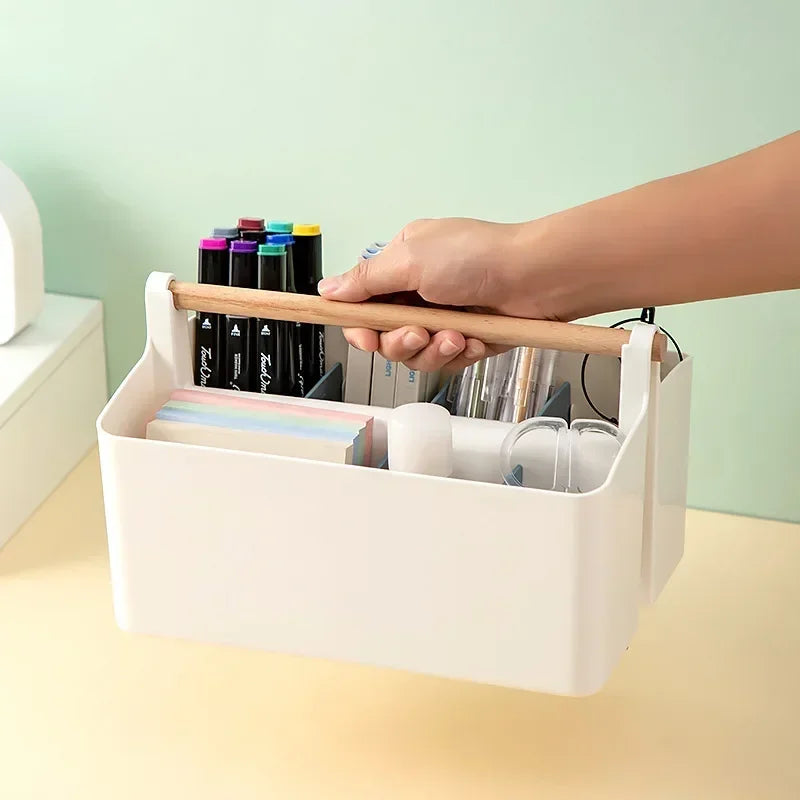 Portable Desktop Pen Holder Large Capacity Cute Marker Pen Stationery Storage Box Creative Pencil Holder Desktop Organizer