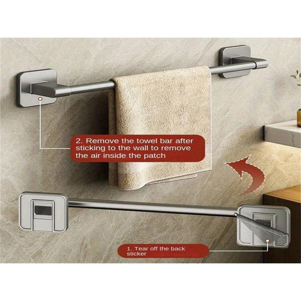 Bathroom Facilities Gun Gray Perforated Wall Mounted Bathroom Towel Bar Size 30 70cm Bathroom Slippers And Towels