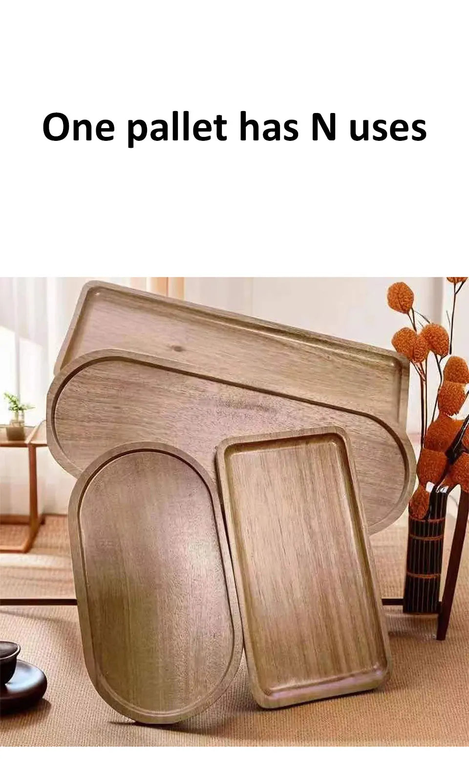 Tableware Solid Wood Food Tray Round Rectangle Dessert Plate Japanese-style Wooden Snack Fruit Tea Saucer Pallet Kitchen Supply
