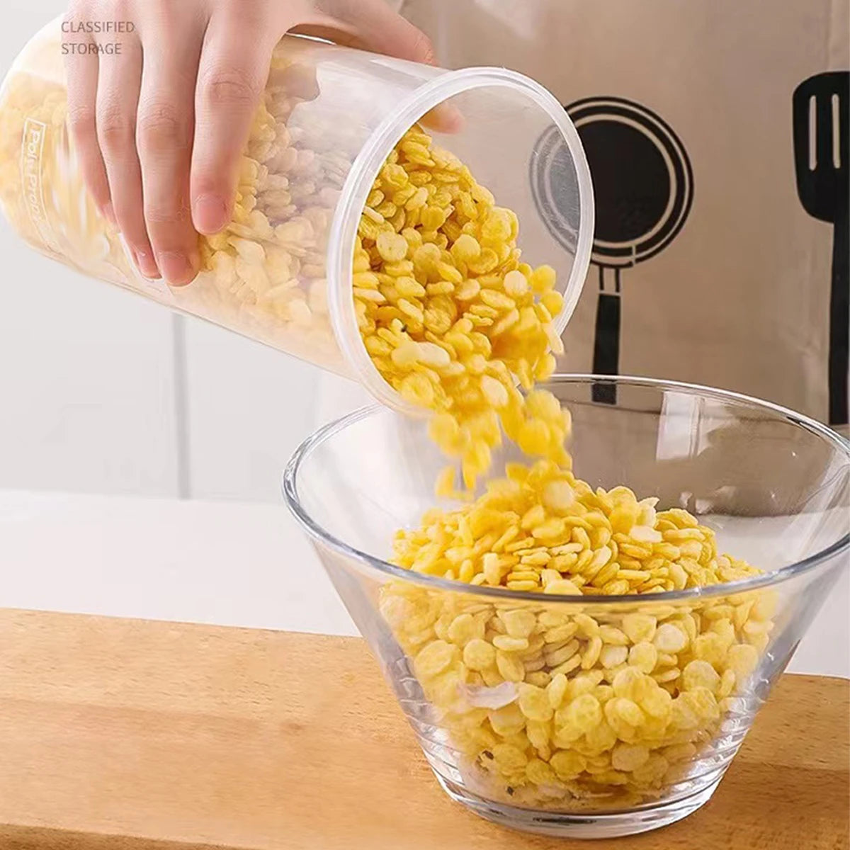 Plastic Food Storage Containers Transparent Rice Dispenser Bucket Cereals Boxes Jars for Bulk Kitchen Organizer Accessory