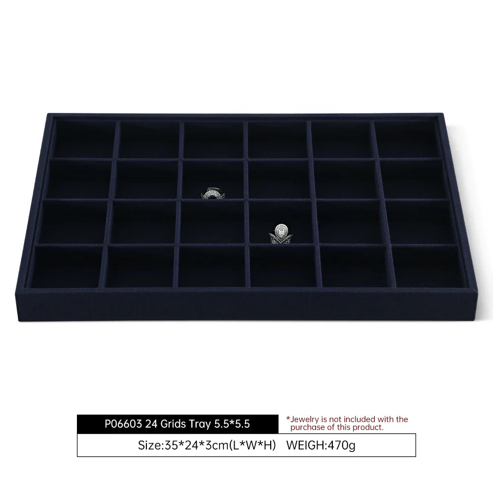 YinBeiNi Linen Stackable Ring Earring Bracelet Necklace Display Tray Jewelry Storage Drawer Insert Organizer Holder Tray P062
