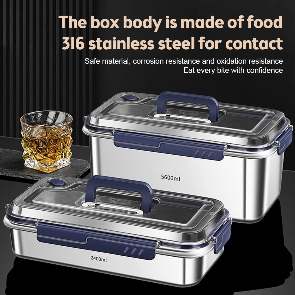 Food Storage Containers with Lids Airtight Food Grade 316 Stainless Steel Large Capacity Leakproof Kitchen Storage Container
