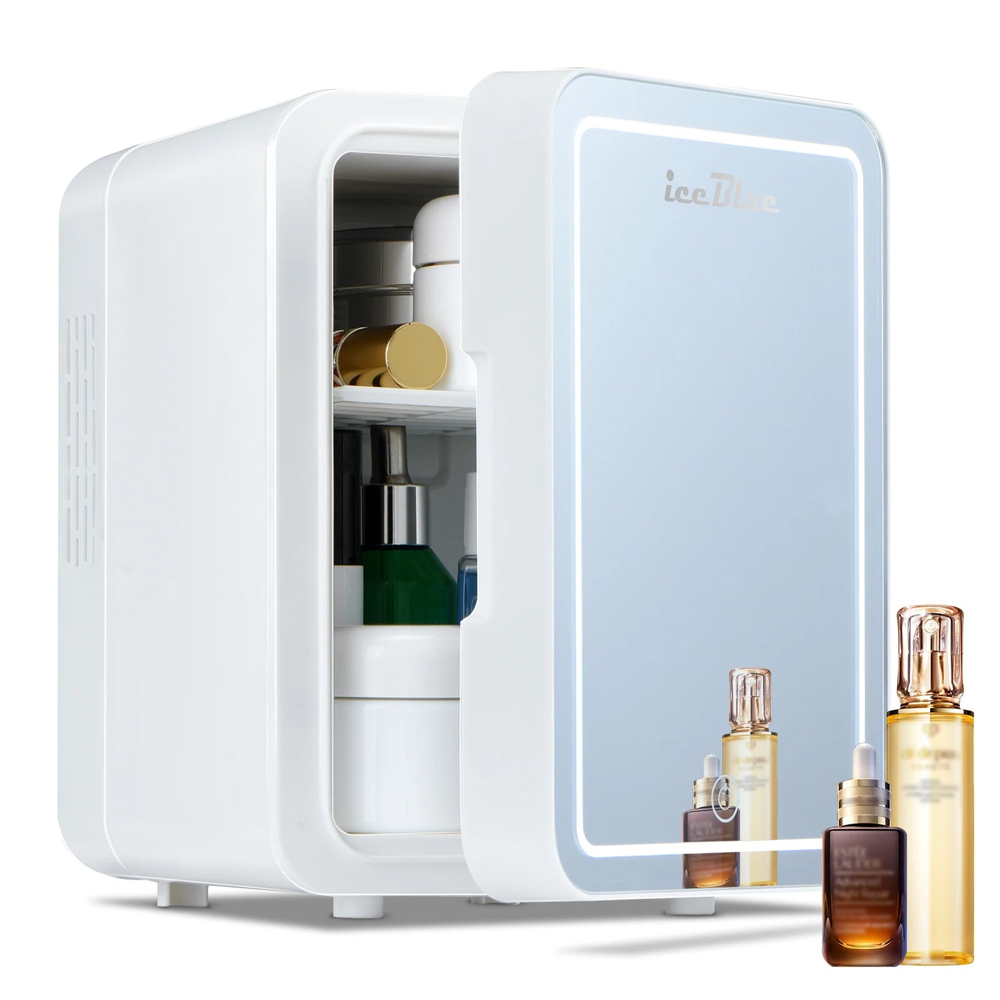 iceBlue 4L Mirror Mini Fridge Dual-Use Beauty Makeup Skincare Refrigerator AC/DC Cooler Warmer Beauty Refrigerator for Home Car