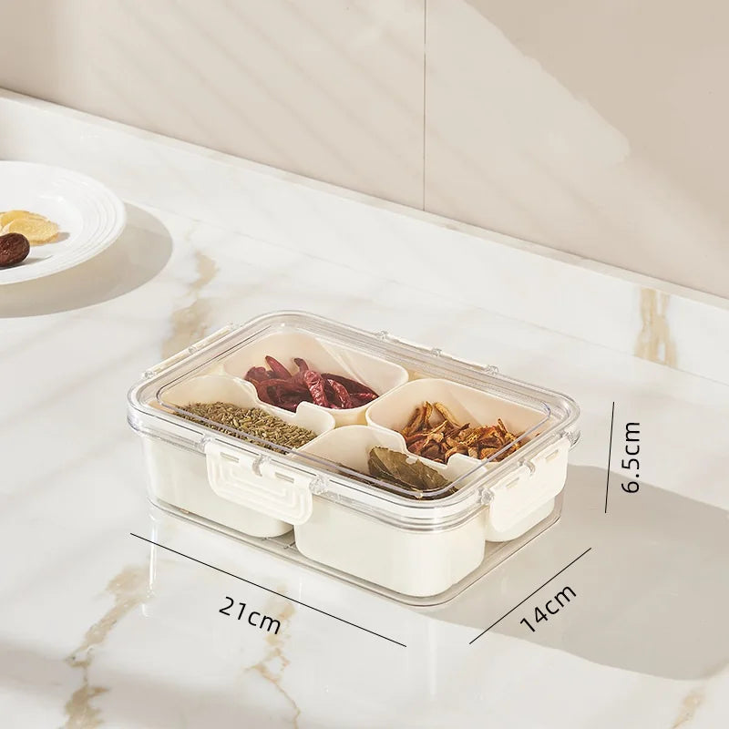 Kitchen Seasoning Storage Box Spice Box Integrated Multi Grid Storage Sealed Tank Moisture-Proof Salt Tank Kitchen Supplies 2025