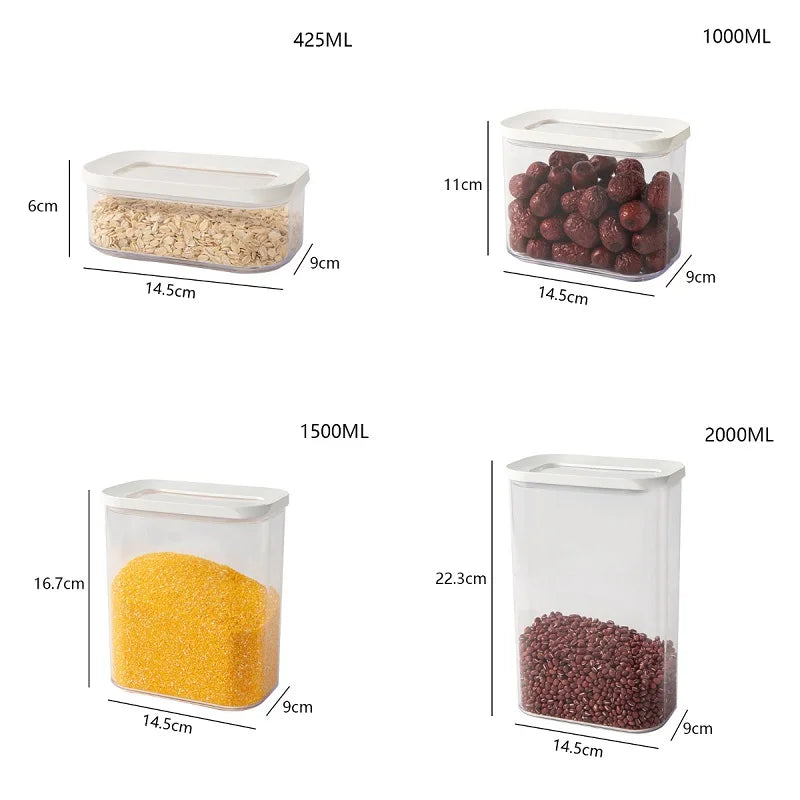 Plastic Sealed Storage Box Transparent Food Container Coffee Bean Organizer Food Storage Cereal Dispenser Kitchen Kitchen Items