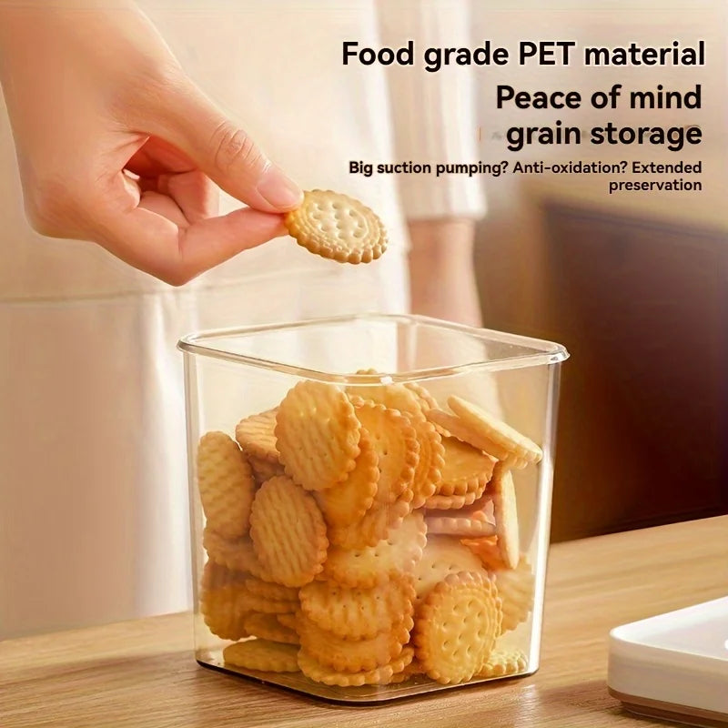 Vacuum Seal Container Moisture-Proof Food Storage Container with Dustproof Lid for Coffee Beans Cereals Rice Storage Box