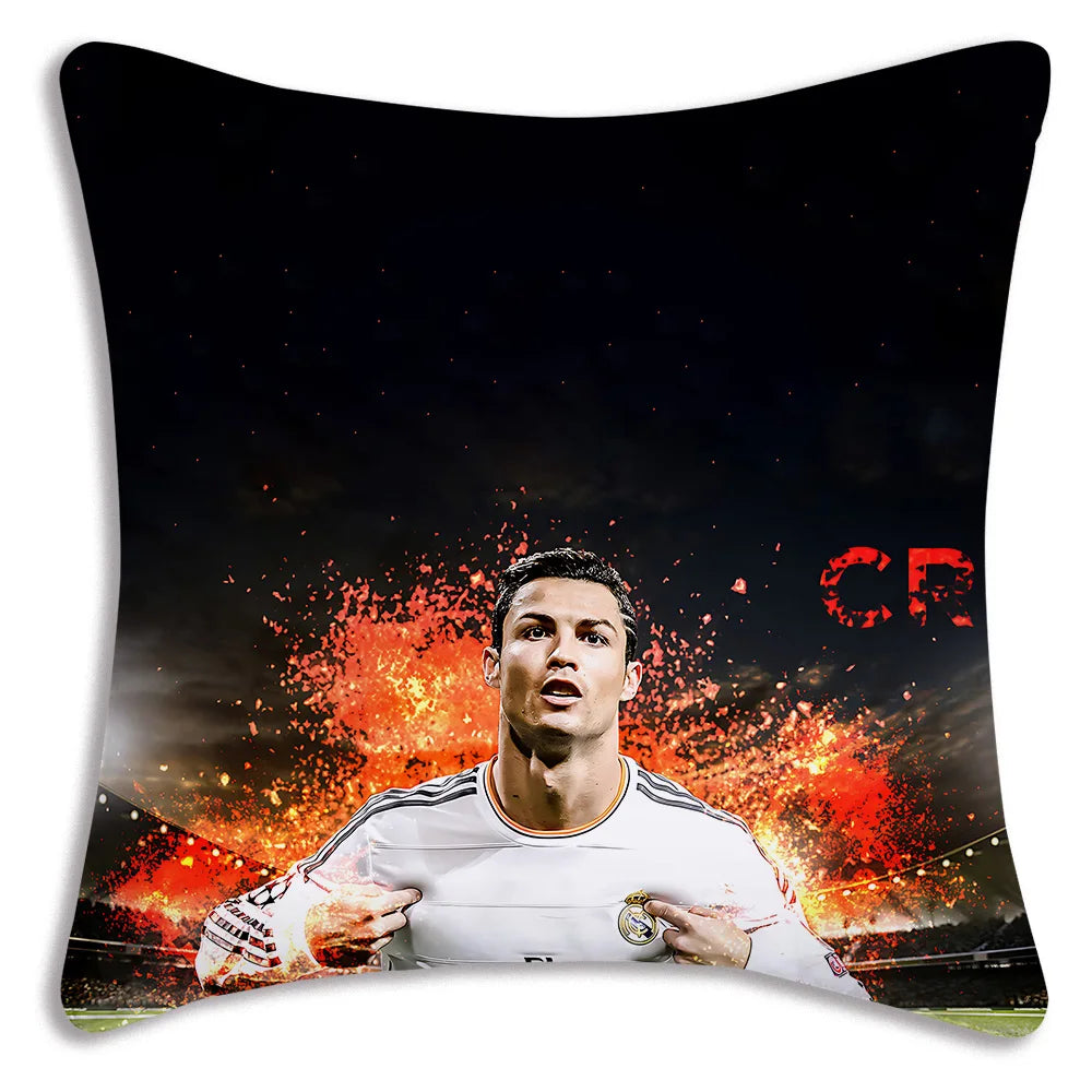 Pillow Covers Cartoon Sofa Decorative Home Double-sided Printing Short Plush Cute Cushion Football Star C Ronaldo Number 7 Cover