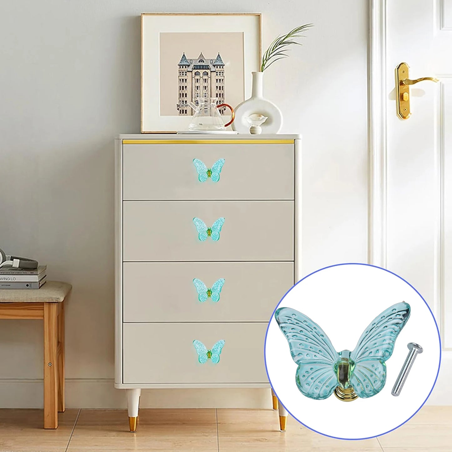 1pcs Butterfly Dresser Pulls Clear Drawer Knobs Cabinet Knobs Bathroom Door Knobs Cabinet Handle Knobs For Dresser Accessories