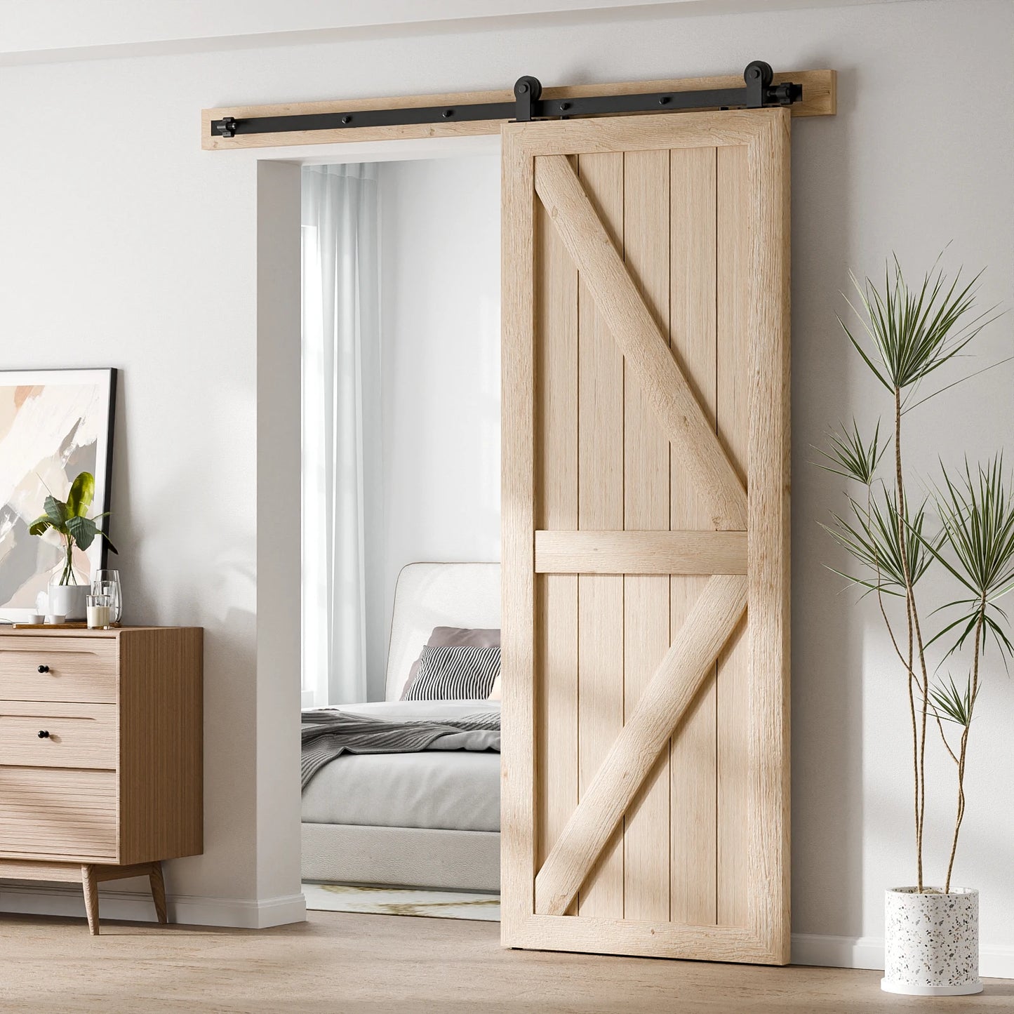 WOLFBIRD Sliding Barn Door Hardware Kit T Shape Roller + Durable Splice Track Suitable for Single Door Stable Rail System