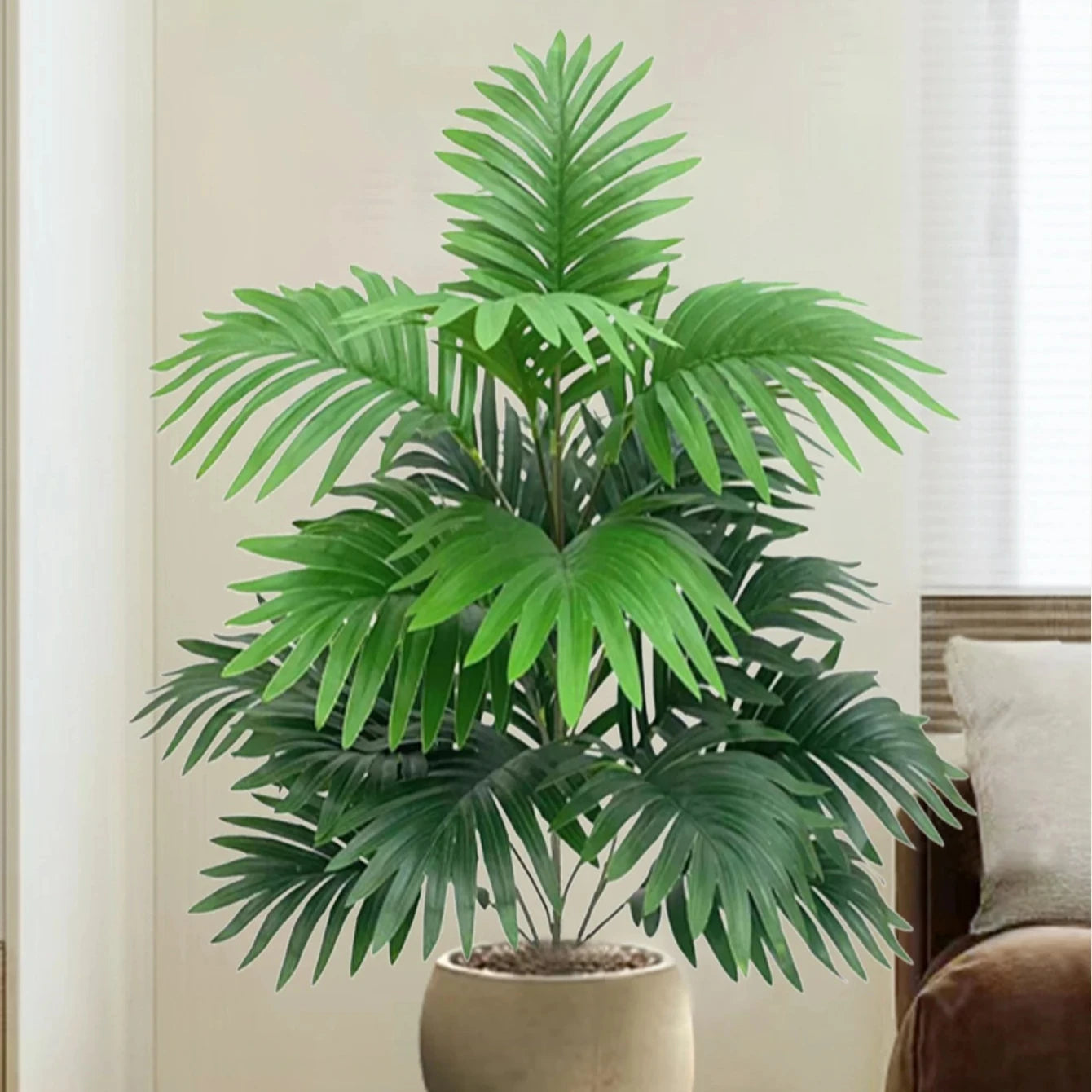 70-80cm Large Artificial Palm Tree Tropical Green Leaves Fake Plants Plastic Monstera Faux Tree Branch for Home Kitchen Decor