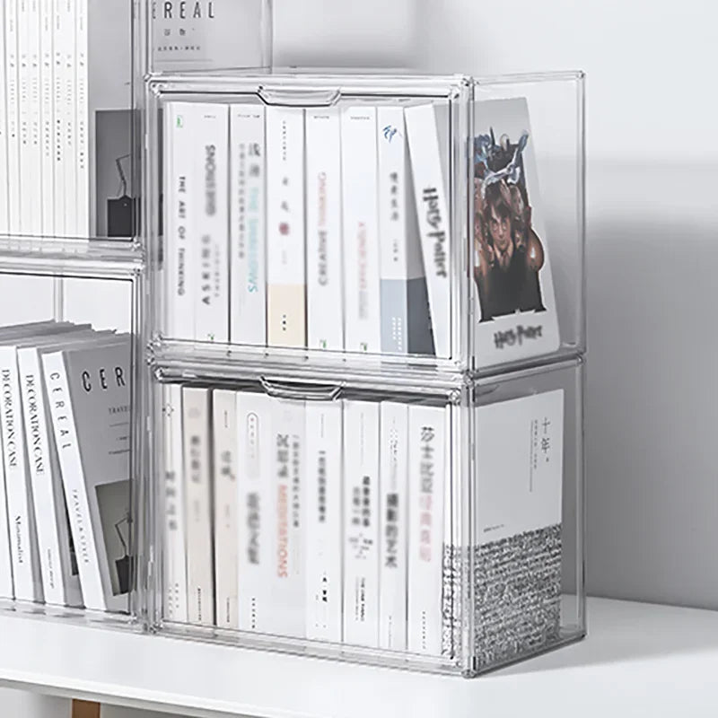 Transparent Storage Box Desktop Book Organizer Display Box Dustproof Large-capacity Storage Box for Books Models Bags Cosmetics