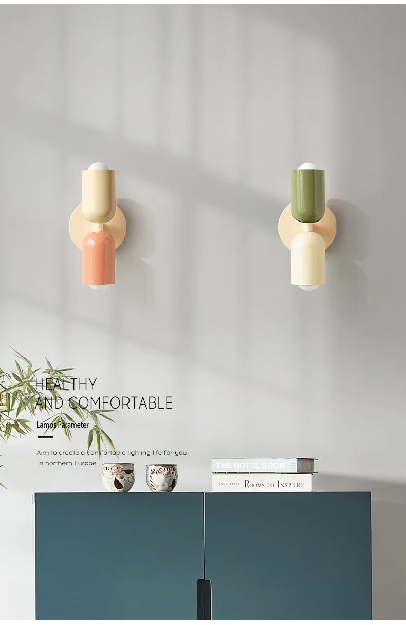 Nordic living room wall lamp simple modern bedroom bedside aisle children's room background wall lamp E27 home decoration
