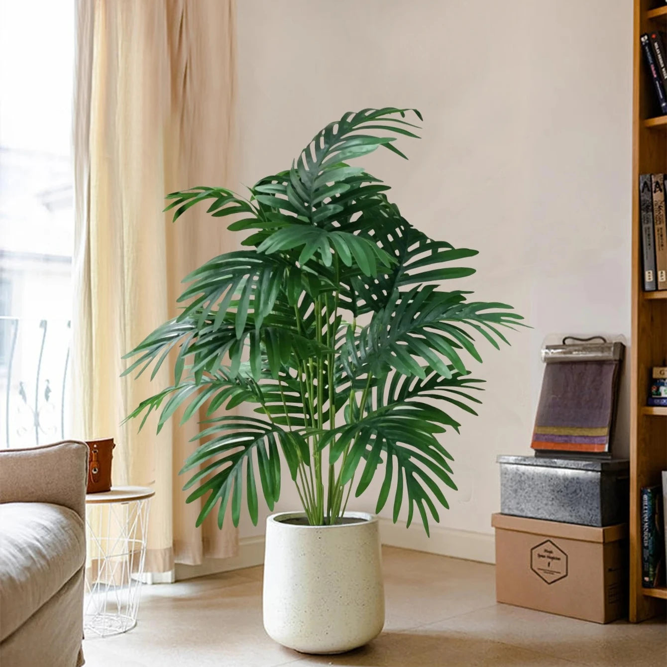 70-80cm Large Artificial Palm Tree Tropical Green Leaves Fake Plants Plastic Monstera Faux Tree Branch for Home Kitchen Decor