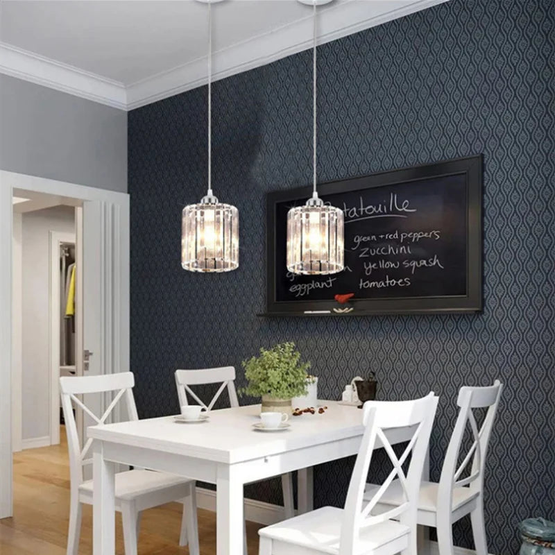 Modern American Minimalist Style Living Room Dining Room Bar Counter Bedroom Study Corridor 110V Chrome Iron Crystal Chandelier