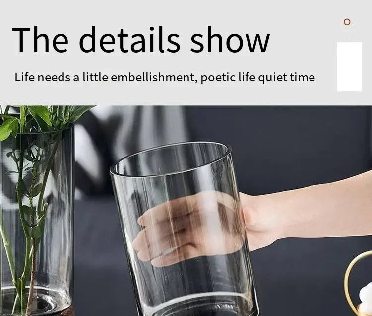 Vases Simple European hydroponic plant household living room table inserted flower wood base transparent glass vase Home Decor