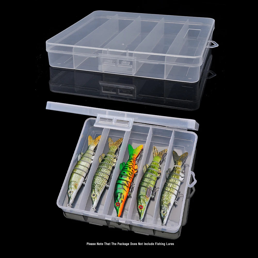 GOBASS Convenient Organizer Container Plastic Fishing Tackle Box 5 Grids Compartments Lure Hook Storage Case Fishing Accessories