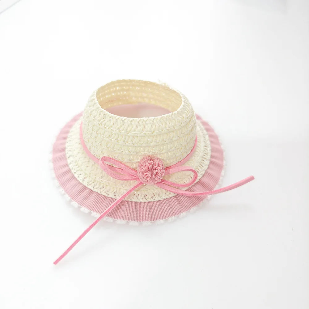 Doll Accessory for Labubu Hat Open Top Straw Hat Woven Hat Labubu Party Clothing Outfit Accessories Kids Girls Toys 1Pcs