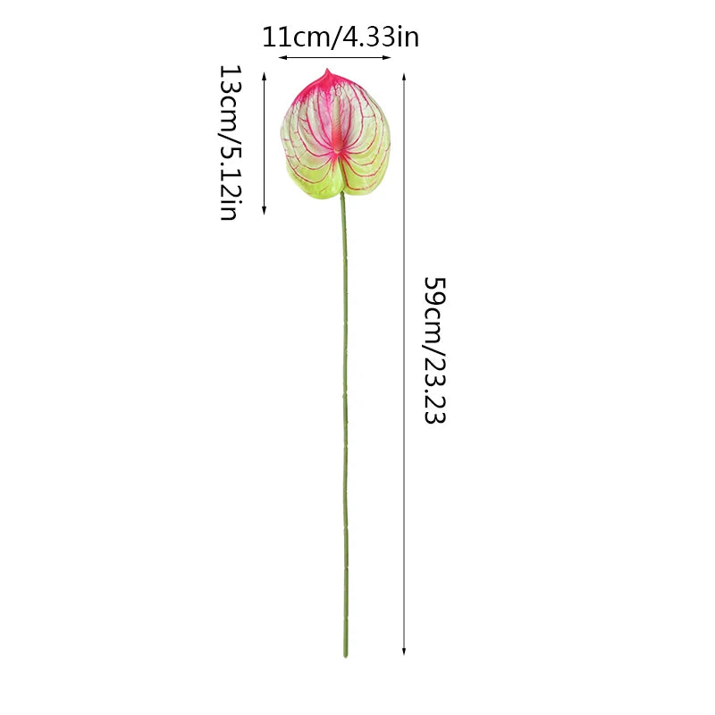 1Pcs Artificial Plants 57cm Real Touch Anthurium Fake Flowers Simulation Anthurium Artificial Flowers Wedding Home Decor