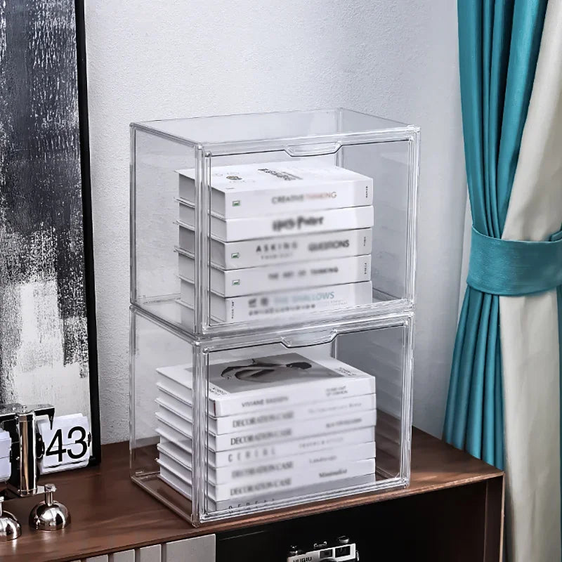 Transparent Storage Box Desktop Book Organizer Display Box Dustproof Large-capacity Storage Box for Books Models Bags Cosmetics