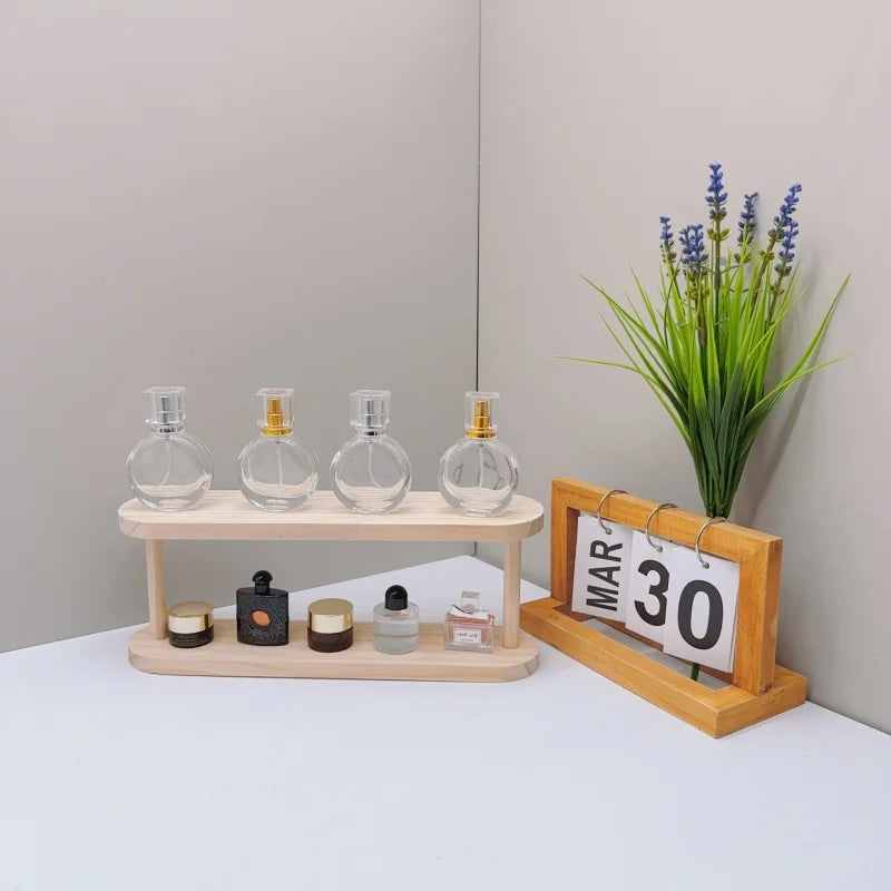 Wooden Storage Shelf 2-Tiers Desktop Organizer Shelves Desk Perfume Display Rack Desktop Dressing Table Cosmetics Storage Rack
